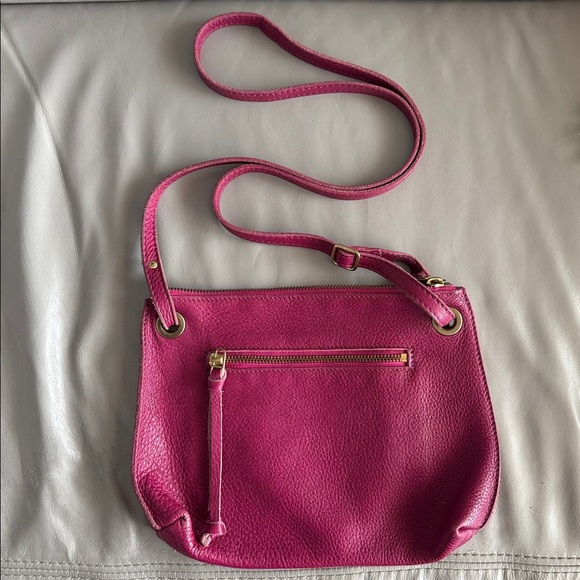 Roots Pink Leather Crossbody Bag - Picture 4 of 5